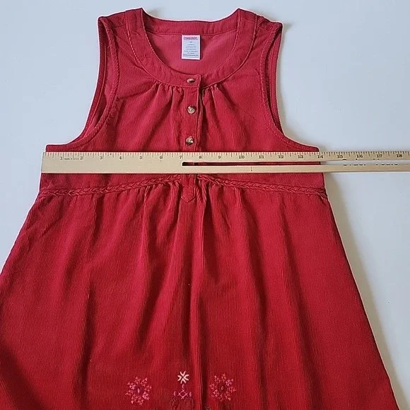 Gymboree Vintage Peruvian Doll Corduroy A-Line Dress Red Flower Embroidered - Picture 5 of 9